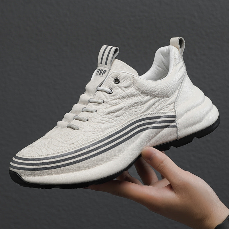 Men’s Breathable Leather Sports Sneakers – Lightweight Comfort Shoes