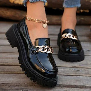 Women's Plus Size Retro Loafers | Trendy Chunky Heel Fashion Shoes