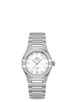 omega constellation co-axial master chronometer stainless steel & diamonds lady?s watch