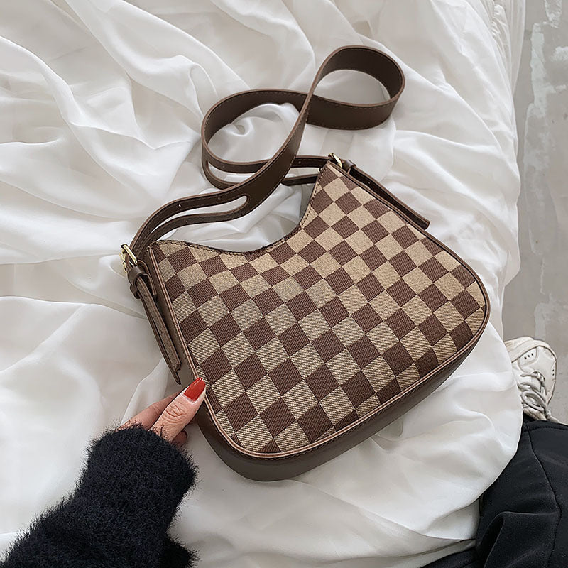 Checkered Print Personalized Daily Commuter Women's Bag