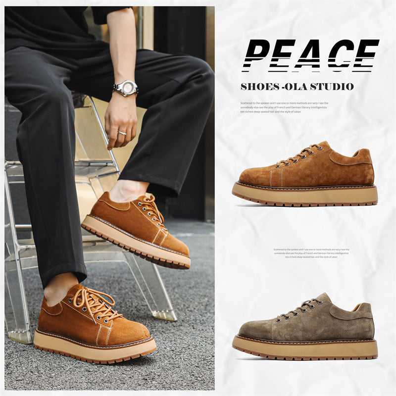 Men’s Japanese-Style Retro Platform Martin Boots – Casual Joker Shoes