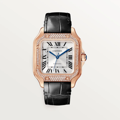 cartier santos rose gold & diamonds lady's watch