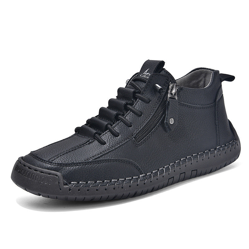 Men's Casual Leather Shoes Retro High Top