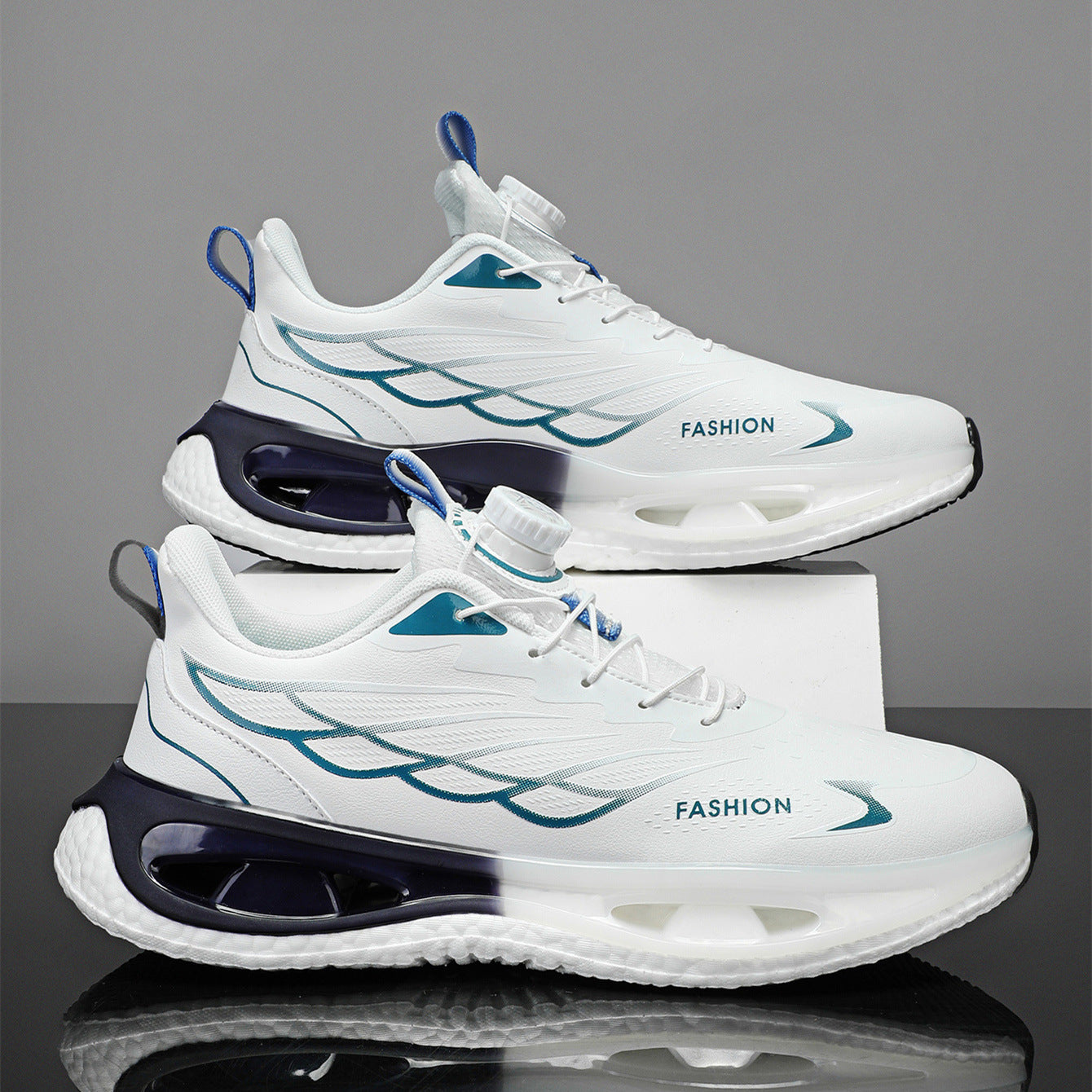 Men's Lightweight Shock Absorption Sneakers – Youth Rotating Button Shoes