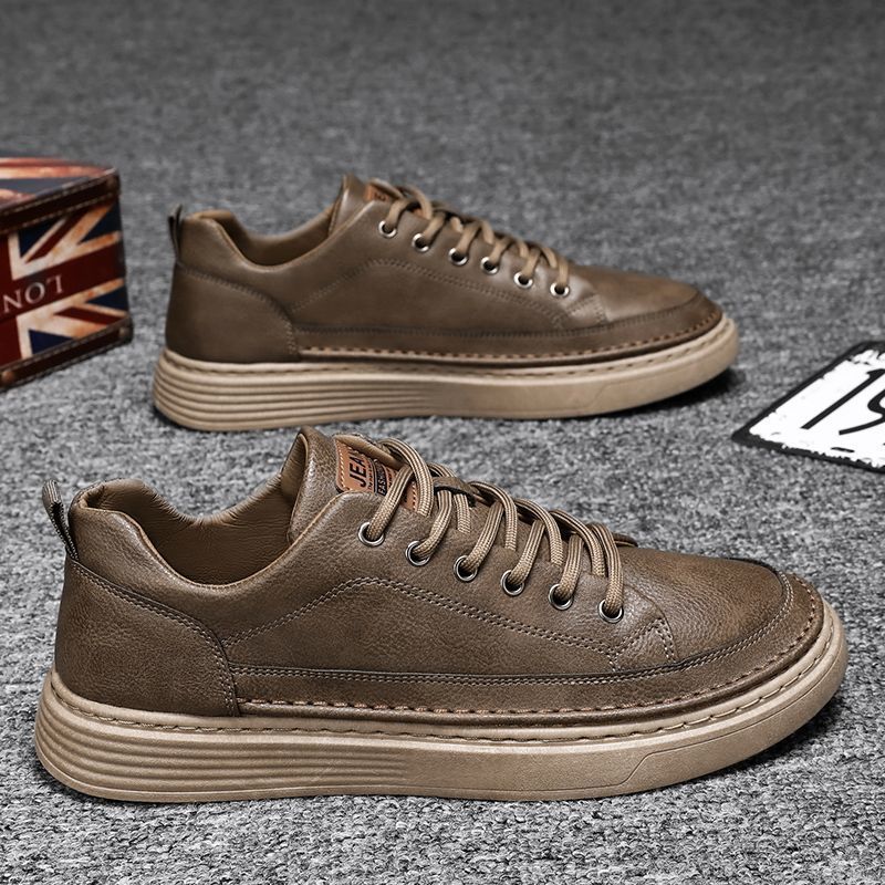 Men's Shoes Spring New Versatile Black Casual Leather