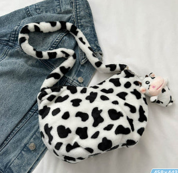 Cute Lamb Hair Shoulder Bag – Forest Style Casual Crossbody for Women