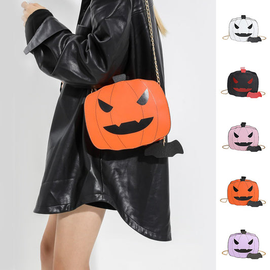 Halloween Pumpkin Shoulder Bag – Funny Cartoon Chain Crossbody for Women