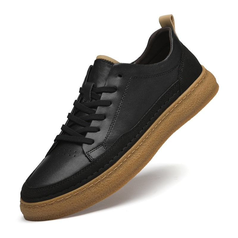 Men’s Casual Leather Sneakers – Hand-stitched Soft Sole Footwear