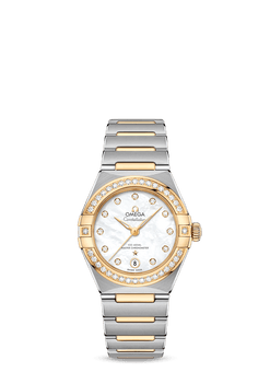 omega constellation co-axial master chronometer stainless steel & yellow gold & diamond lady?s watch