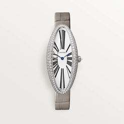 cartier baignoire 18k white gold & diamonds ladies watch