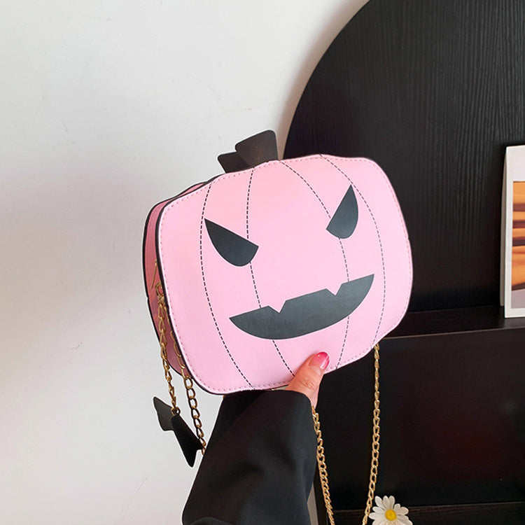 Halloween Pumpkin Shoulder Bag – Funny Cartoon Chain Crossbody for Women