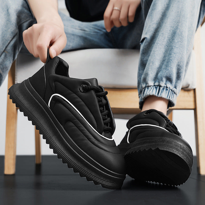 Men’s PU Leather Height Increasing Shoes – Versatile Student Thick Bottom Casual Sports Sneakers