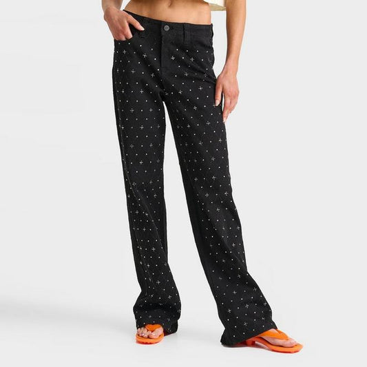 Women's Smoke Rise Alex Mid-Rise Wide Leg Rhinestone Denim Pants