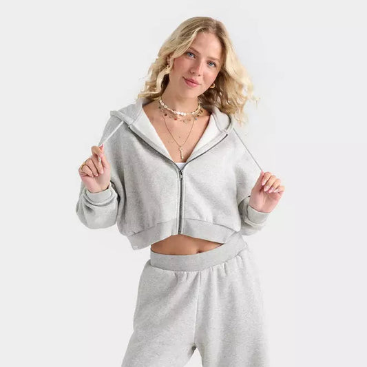 Women's DAILYSZN Fleece Cropped Full-Zip Hoodie
