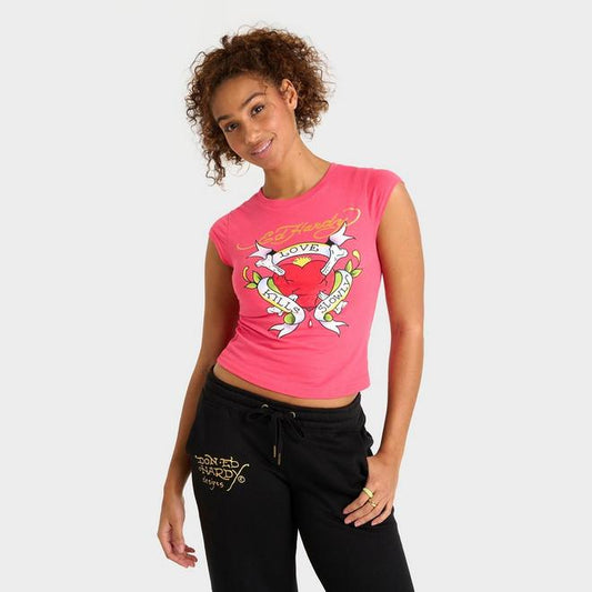 Women's Ed Hardy Love Kills Slowly Capped-Sleeve Baby T-Shirt