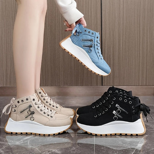 Women’s High-Top Platform Sneakers – Fashion Casual Board Shoes