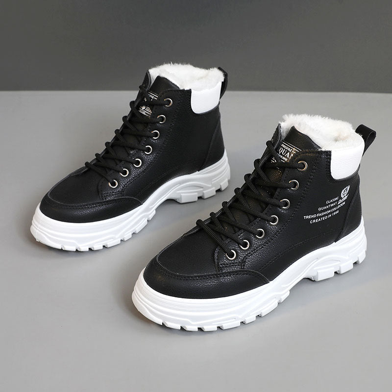 Women’s High-Top Cotton-Padded Shoes – Warm Velvet Lined Sneakers