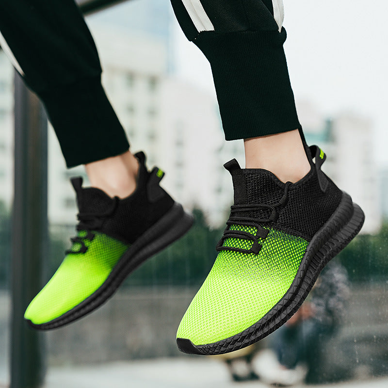 Men’s Gradient Color Sneakers – Fashion Low-top Breathable Mesh Shoes