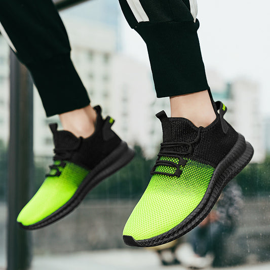 Men’s Gradient Color Sneakers – Fashion Low-top Breathable Mesh Shoes
