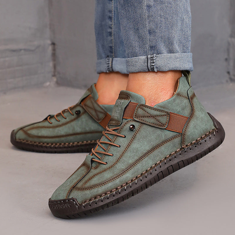 Women's Color Matching Fashion Leather Outdoor Casual Boots