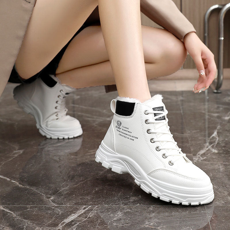 Women’s High-Top Cotton-Padded Shoes – Warm Velvet Lined Sneakers