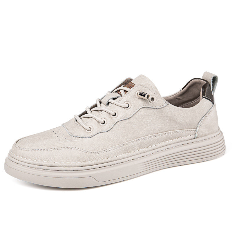 Men’s Leather Flat Shoes – Cowhide Low-top Versatile Casual Style