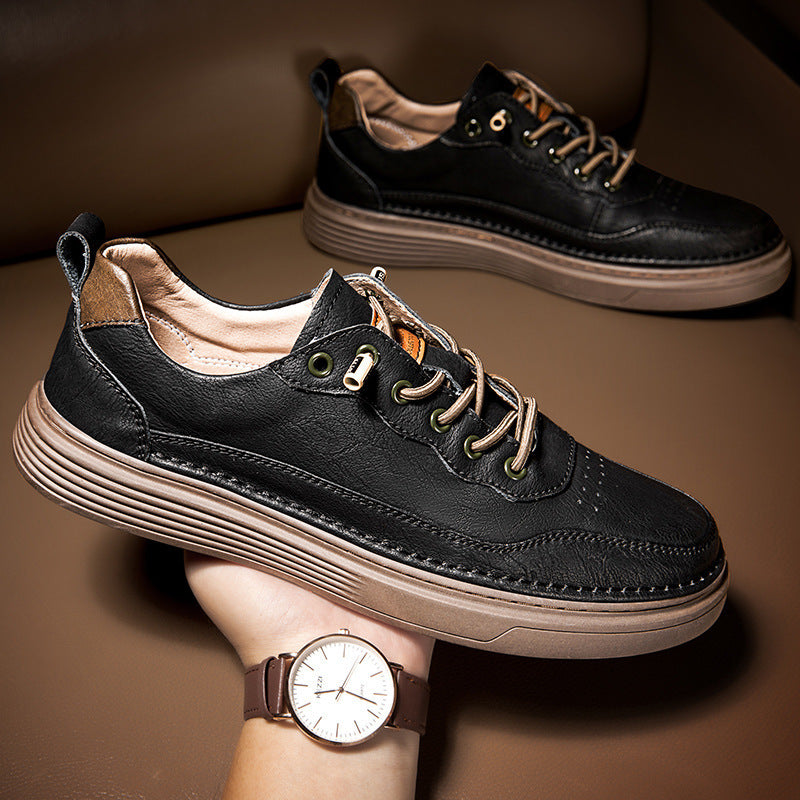 Men’s Leather Flat Shoes – Cowhide Low-top Versatile Casual Style