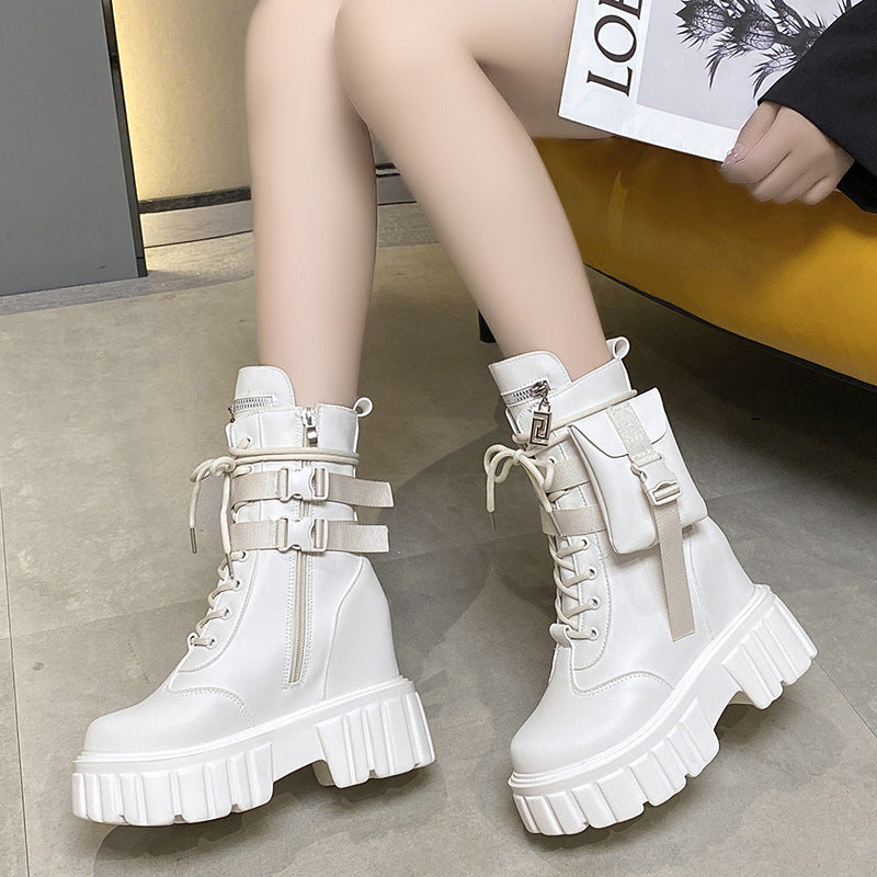 Women's Fashion Platform Martin Boots | Autumn Winter Mid-Calf Height Increasing Shoes