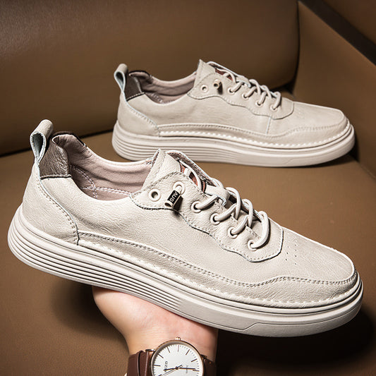 Men’s Leather Flat Shoes – Cowhide Low-top Versatile Casual Style