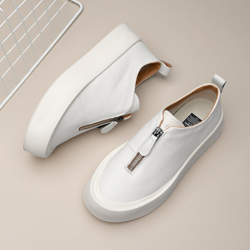 Men’s Retro Distressed Leather Sneakers – Platform All-Match Casual Shoes