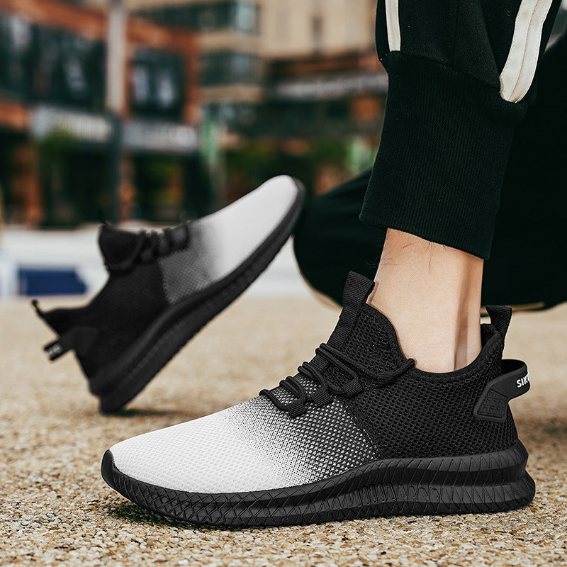 Men’s Gradient Color Sneakers – Fashion Low-top Breathable Mesh Shoes
