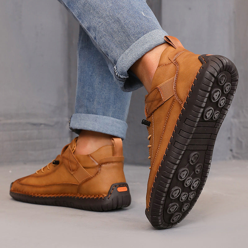 Women's Color Matching Fashion Leather Outdoor Casual Boots