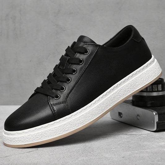 Men's Business Genuine Leather Lace-up Soft Bottom Platform Sneakers