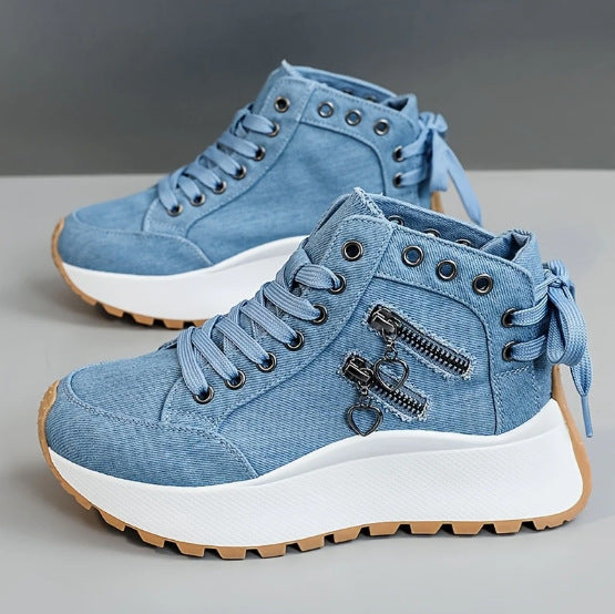 Women’s High-Top Platform Sneakers – Fashion Casual Board Shoes