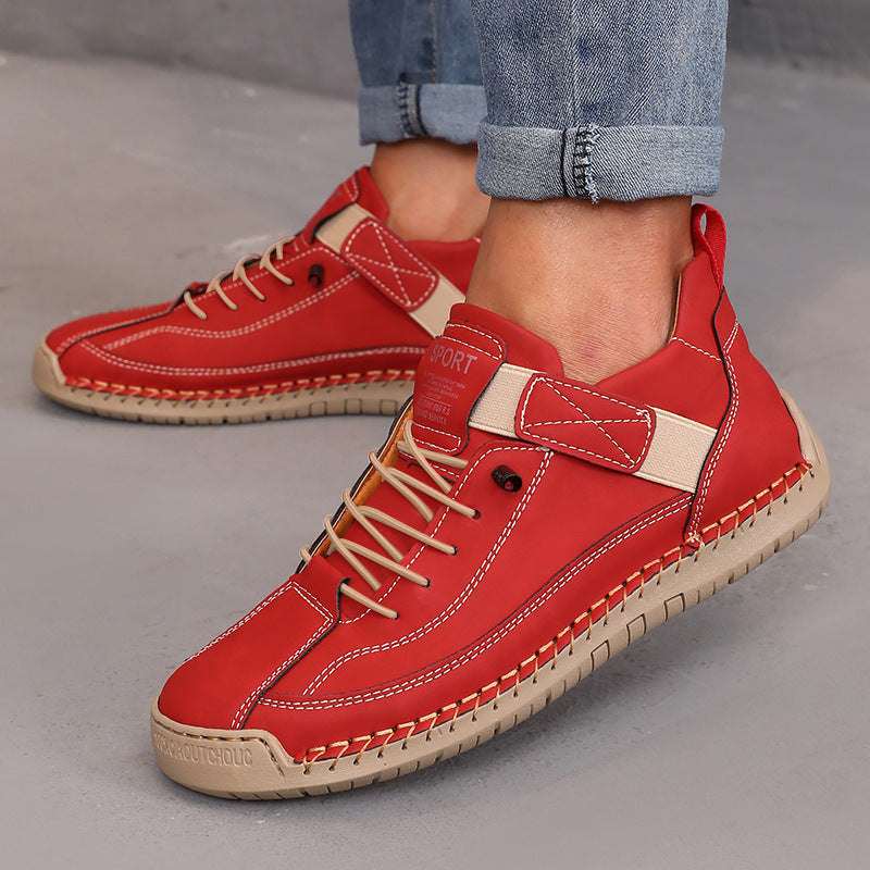 Women's Color Matching Fashion Leather Outdoor Casual Boots