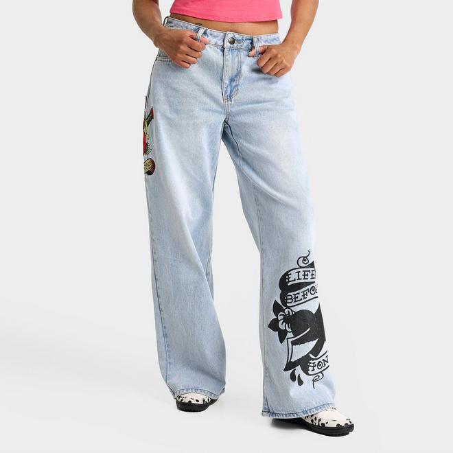 Women's Ed Hardy Dagger Heart Baggy Jeans