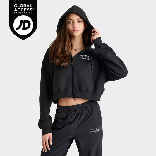 Women's New Balance Linear Cropped Full-Zip Hoodie
