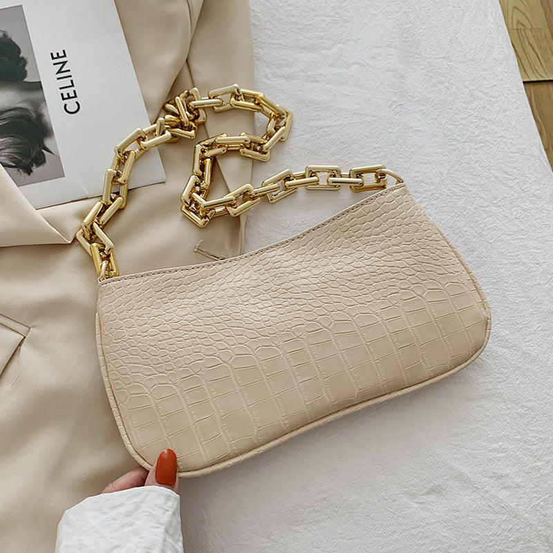 Stylish Patent Leather Small Bag | Hand-Carry Personality Armpit Baguette Purse