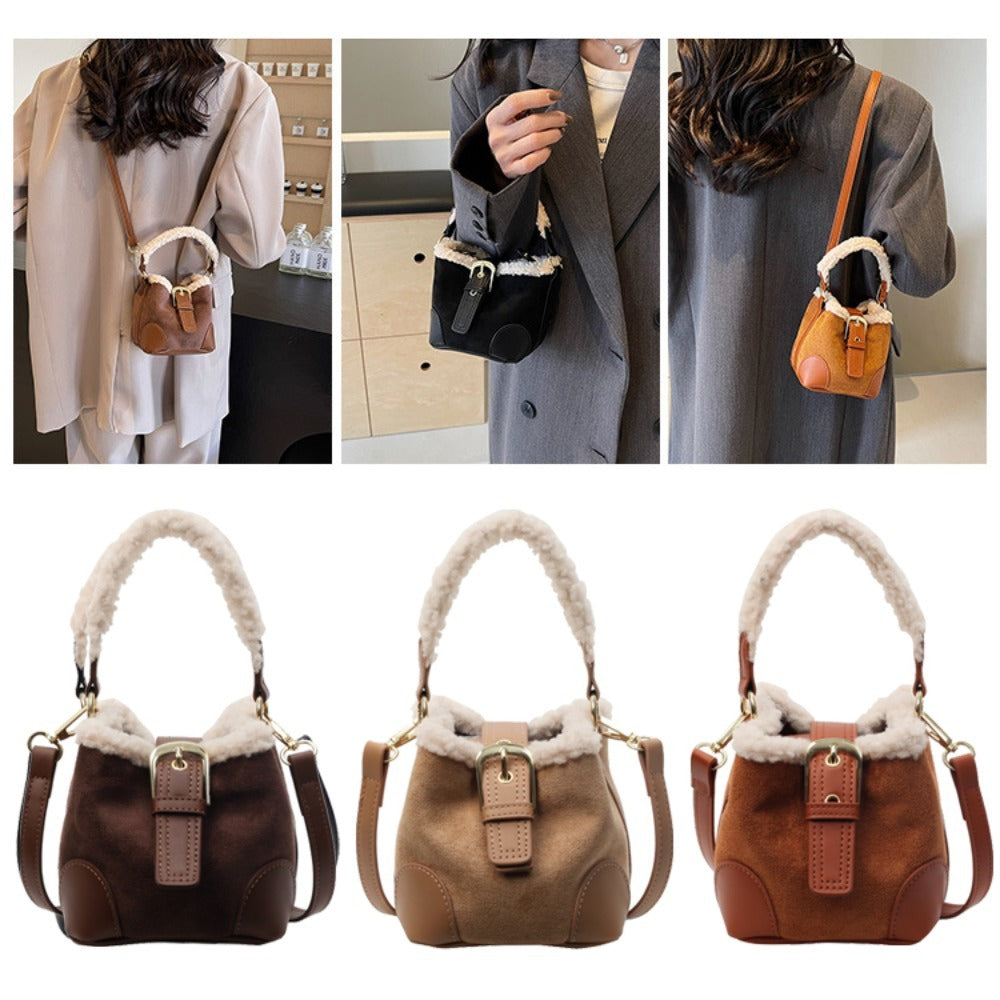 Women’s Plush Crossbody Bag – Casual Retro Shoulder Handbag