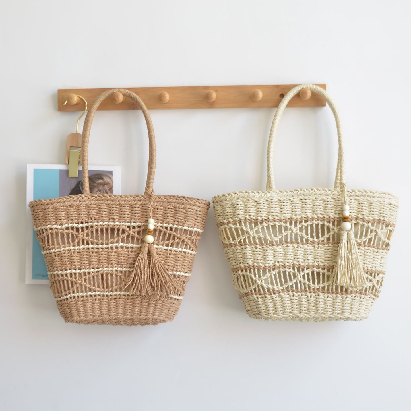 Women’s Handcrafted Paper String Straw Bag – Trendy Woven Shoulder Tote