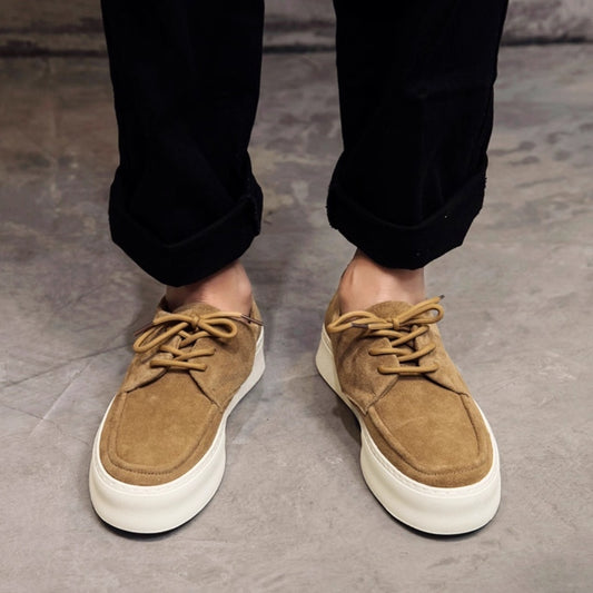 Men’s Casual Suede Shoes – Thick Bottom, Height Boost, Lace-Up Style