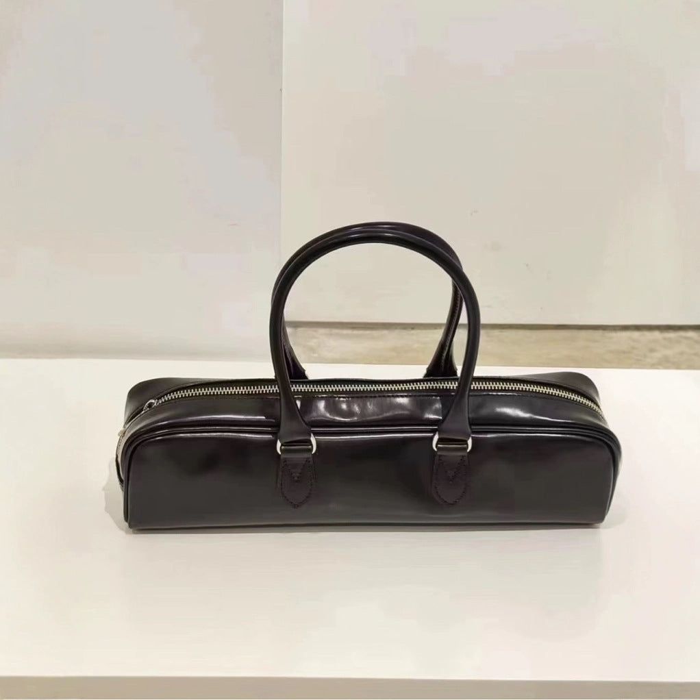 Women’s Cowhide Underarm Bag – Long Hand-Carry French Stick Tote