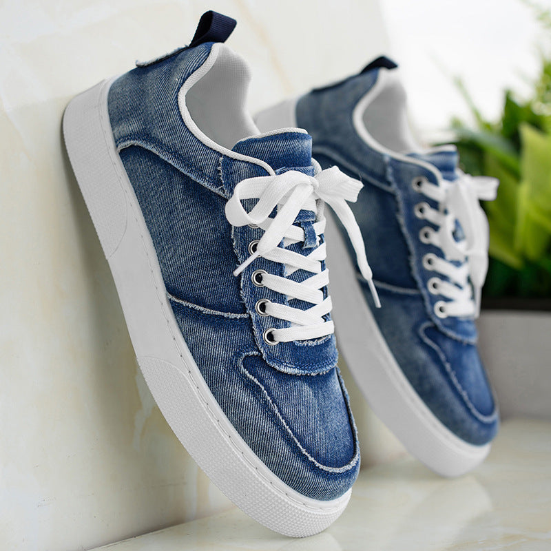 Men’s Casual Canvas Shoes – Versatile Denim Stitching Trendy Sneakers