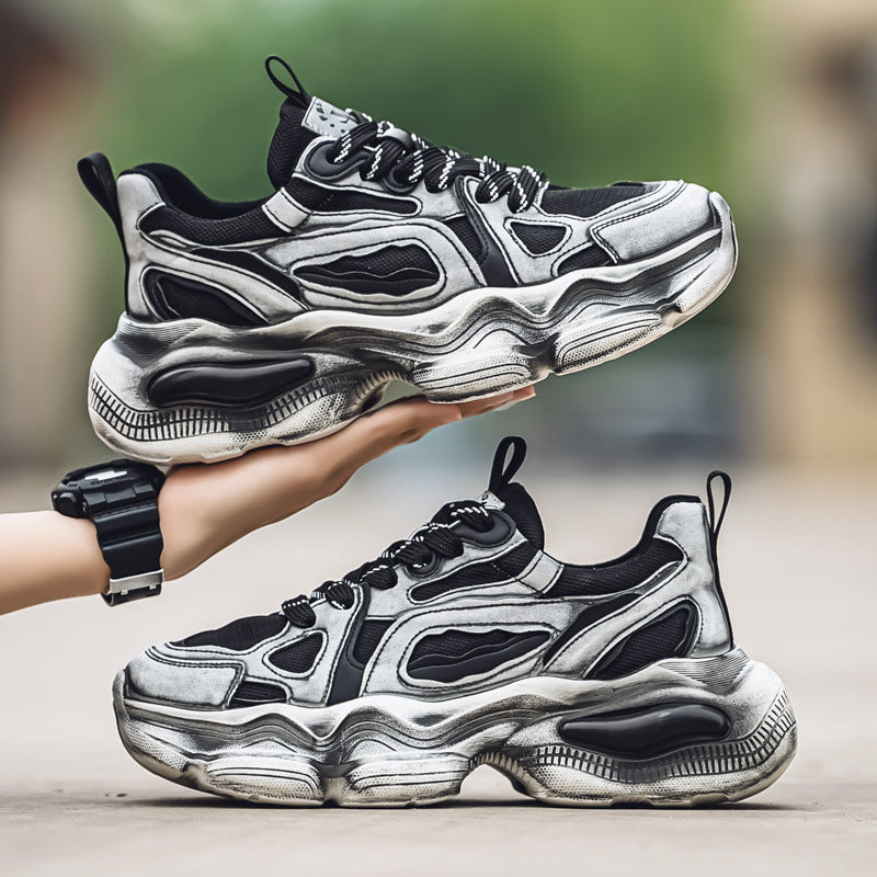 Men’s Brush Color Mesh Sneakers – Casual Height Increasing, Lightweight & Stylish Shoes