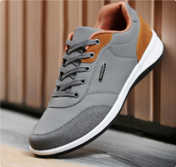 Men’s Light Sports Casual Shoes – Autumn Microfiber Leather Sneakers