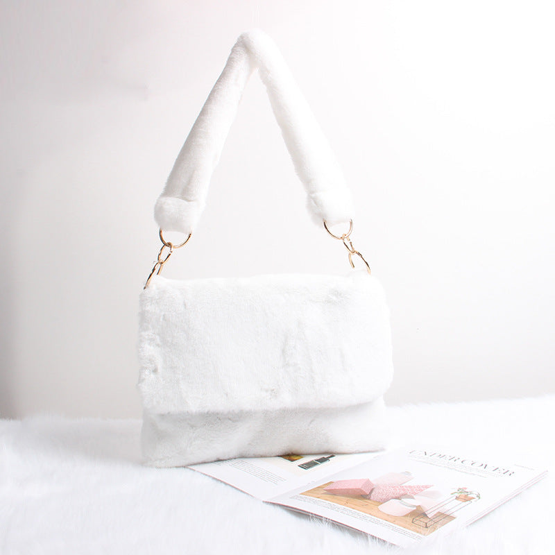 Women's Plush One-Shoulder Handbag – Autumn & Winter Fashion