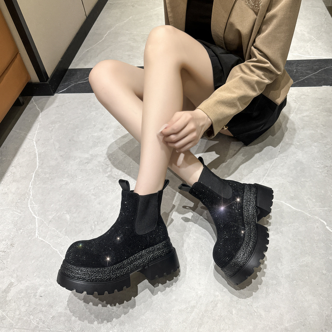 Women's Vintage Leather Mid-Calf Boots | Chunky Heel Buckle Fashion Boots