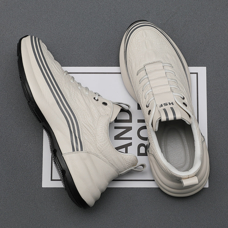 Men’s Breathable Leather Sports Sneakers – Lightweight Comfort Shoes