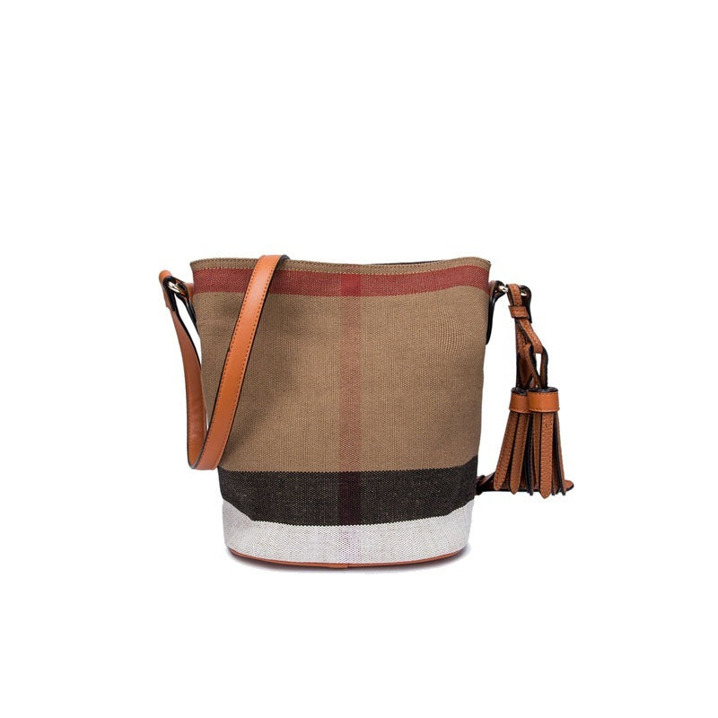 Striped Canvas Shoulder Bag – Fashion Tassel Women's Messenger Bag