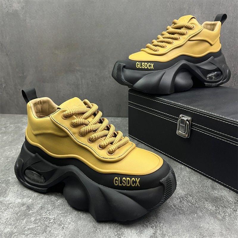 Men’s Trend Sports Shoes – Leather Surface Platform Design